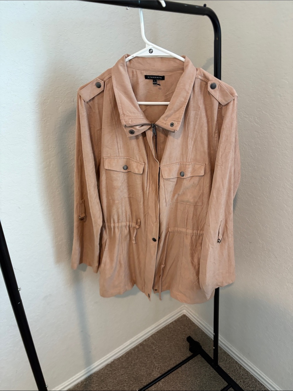 Staccato Blush Utility Jacket with Drawstring Waist